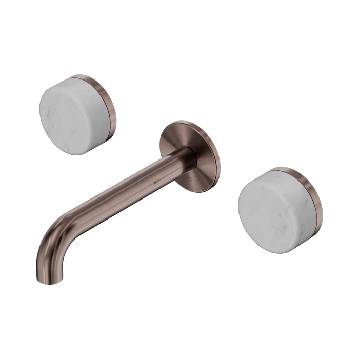 Nero Serenity Wall Basin Set 160mm Spout With Carrara Handle - Brushed Bronze