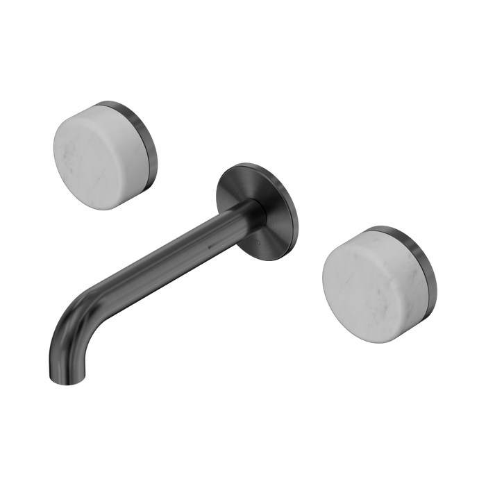 Nero Serenity Wall Basin Set 160mm Spout With Carrara Handle - Gun Metal