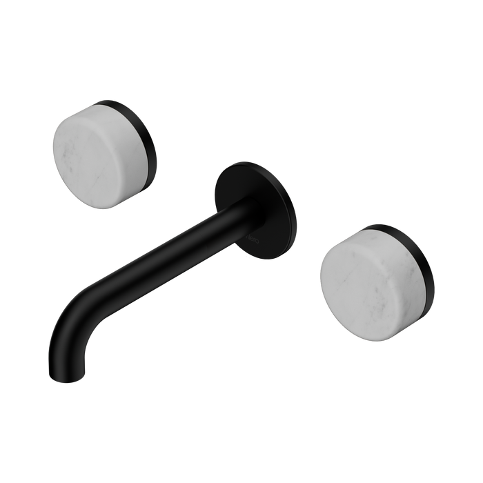 Nero Serenity Wall Basin Set 160mm Spout With Carrara Handle - Matte Black