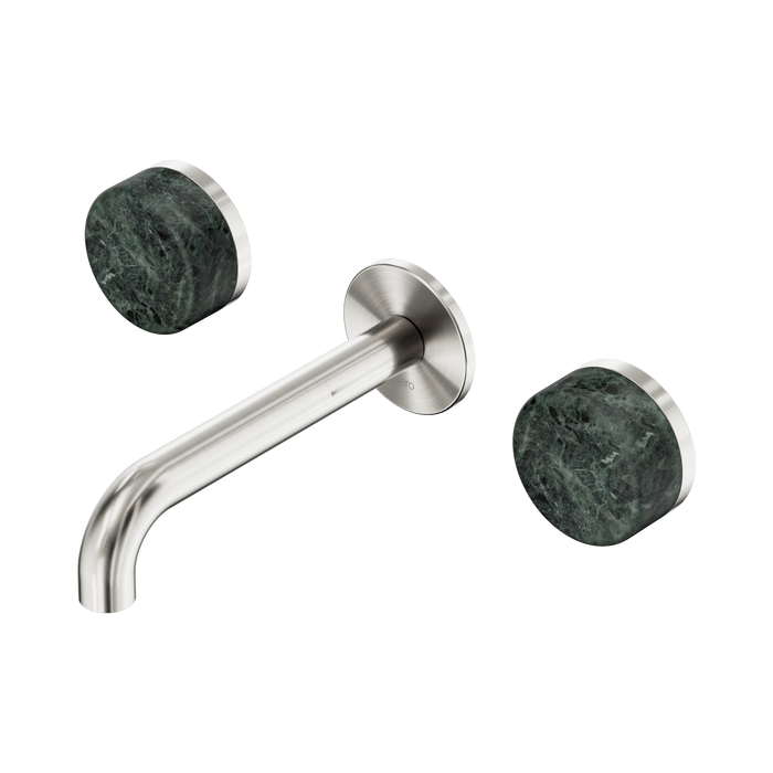Nero Serenity Wall Basin Set 160mm Spout With Verde Alpi Handle - Brushed Nickel