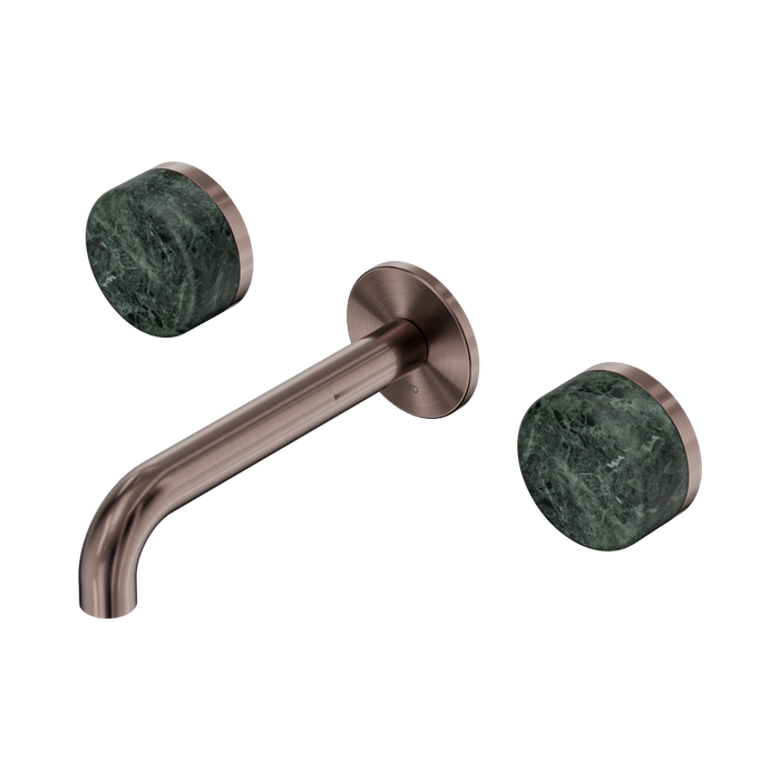 Nero Serenity Wall Basin Set 160mm Spout With Verde Alpi Handle - Brushed Bronze