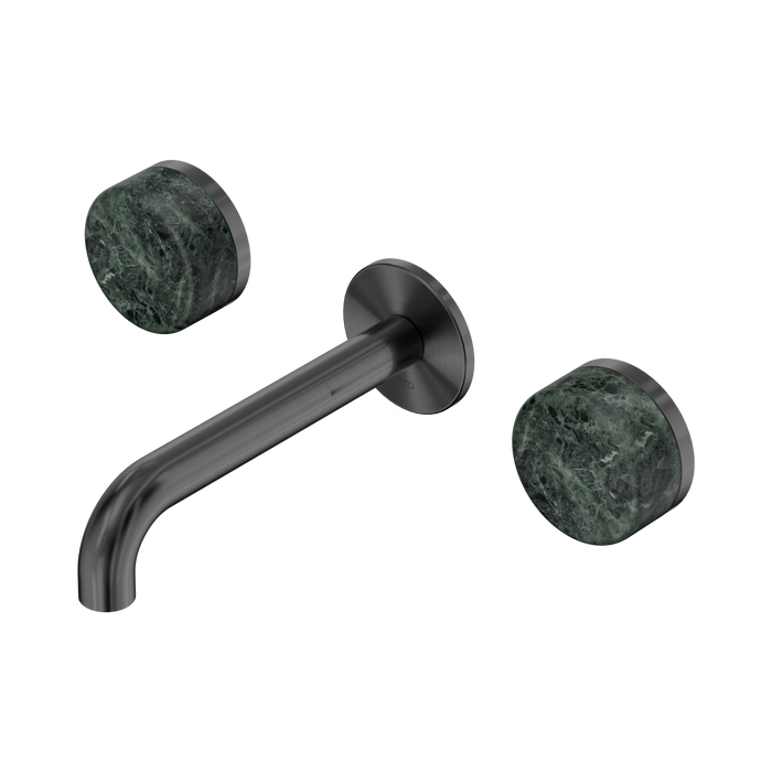 Nero Serenity Wall Basin Set 160mm Spout With Verde Alpi Handle - Gun Metal