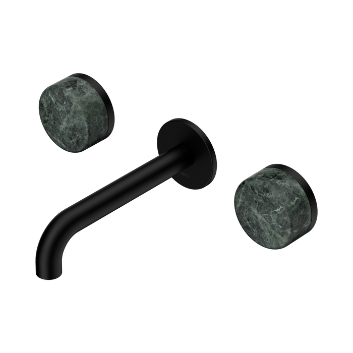 Nero Serenity Wall Basin Set 160mm Spout With Verde Alpi Handle - Matte Black