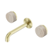 Nero Serenity Wall Basin Set 160mm Spout With Rome Travertine Handle - Brushed Gold