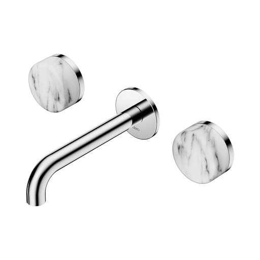 Nero Serenity Wall Basin Set 160mm Spout With Arabescato Corchia Handle - Chrome