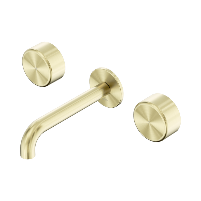 Nero Serenity Wall Basin Set 160mm Spout With Metal Handle - Brushed Gold
