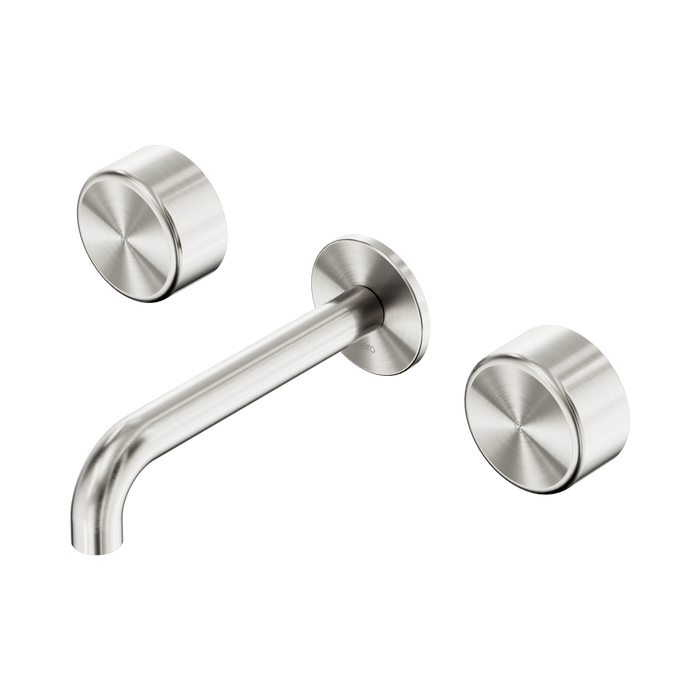 Nero Serenity Wall Basin Set 160mm Spout With Metal Handle - Brushed Nickel