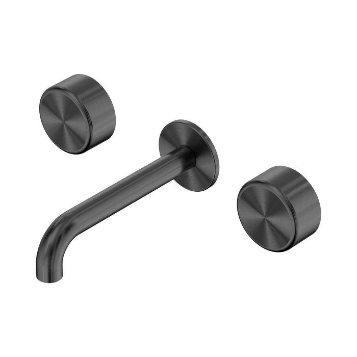 Nero Serenity Wall Basin Set 160mm Spout With Metal Handle - Gun Metal