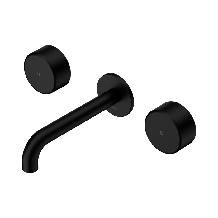 Nero Serenity Wall Basin Set 160mm Spout With Metal Handle - Matte Black
