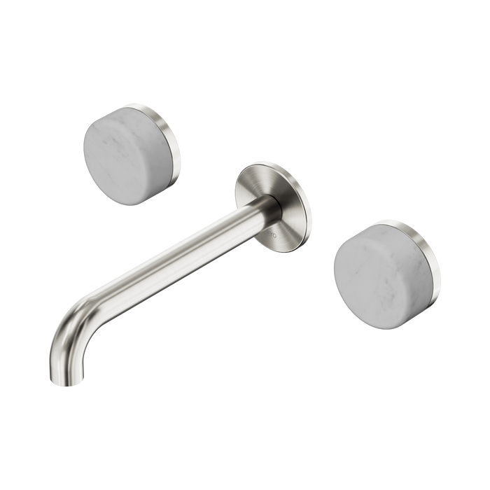 Nero Serenity Wall Basin Set 185mm Spout With Carrara Handle - Brushed Nickel