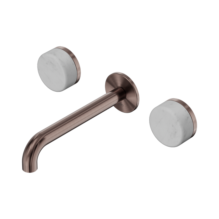 Nero Serenity Wall Basin Set 185mm Spout With Carrara Handle - Brushed Bronze