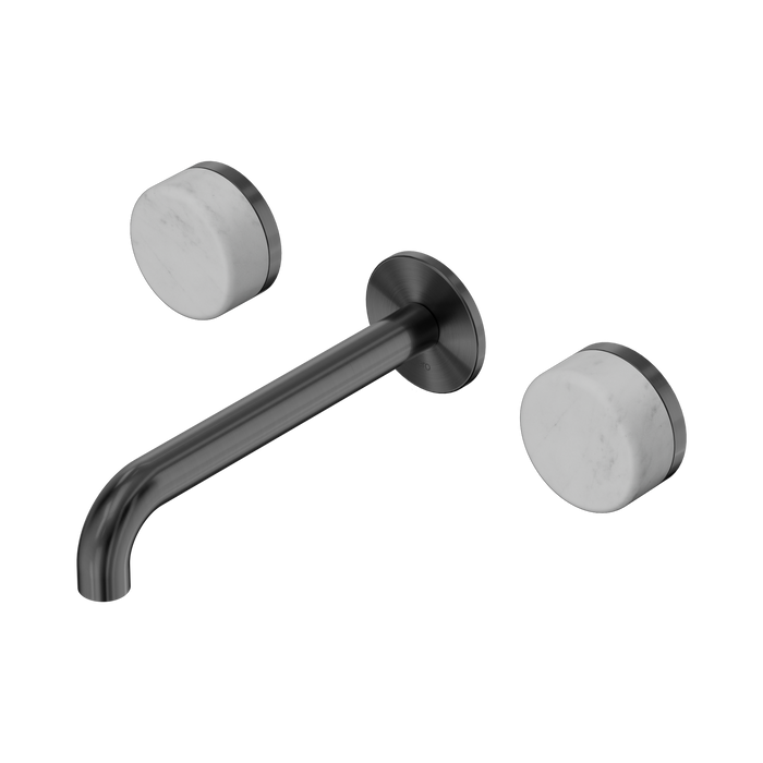 Nero Serenity Wall Basin Set 185mm Spout With Carrara Handle - Gun Metal