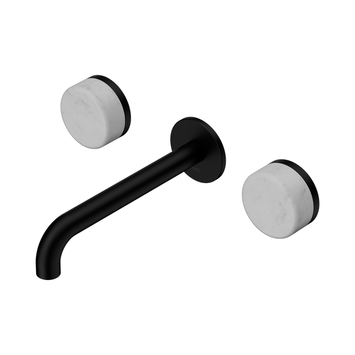 Nero Serenity Wall Basin Set 185mm Spout With Carrara Handle - Matte Black