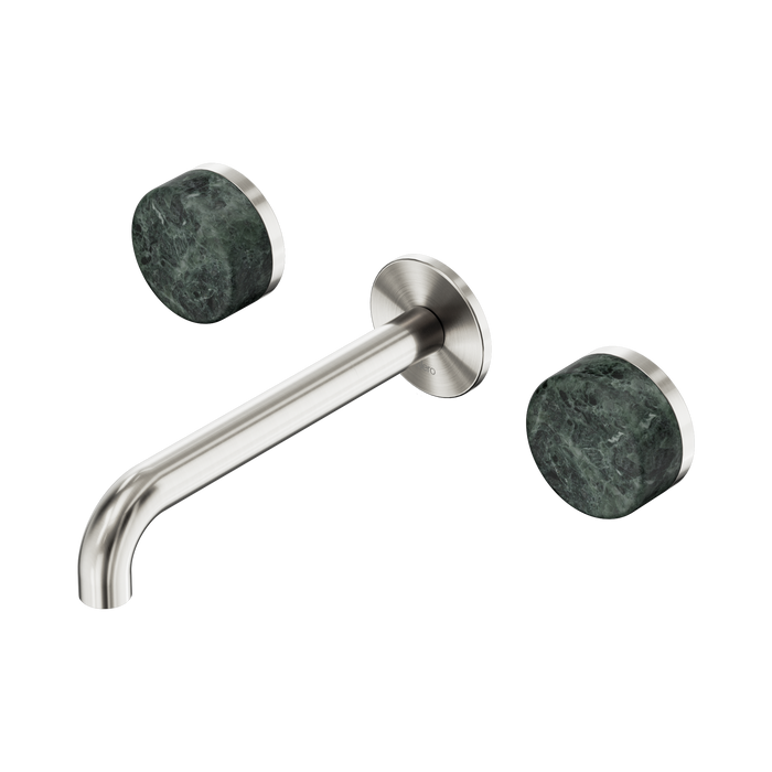 Nero Serenity Wall Basin Set 185mm Spout With Verde Alpi Handle - Brushed Nickel