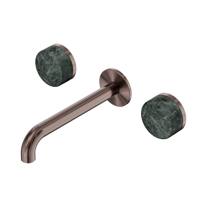 Nero Serenity Wall Basin Set 185mm Spout With Verde Alpi Handle - Brushed Bronze