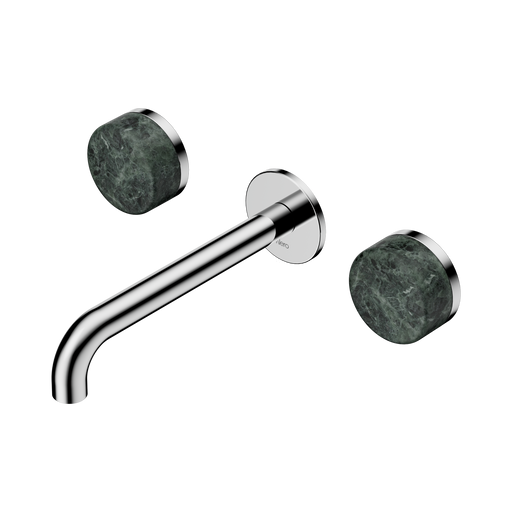 Nero Serenity Wall Basin Set 185mm Spout With Verde Alpi Handle - Chrome
