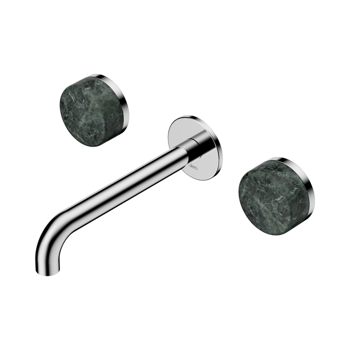 Nero Serenity Wall Basin Set 185mm Spout With Verde Alpi Handle - Chrome