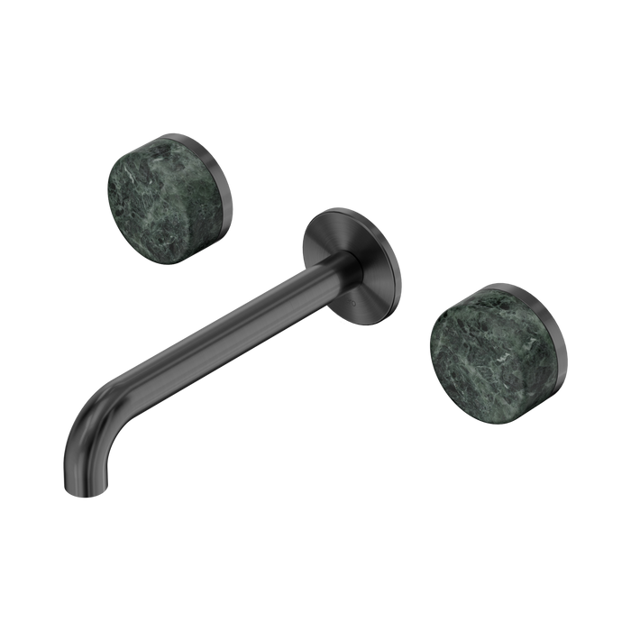Nero Serenity Wall Basin Set 185mm Spout With Verde Alpi Handle - Gun Metal