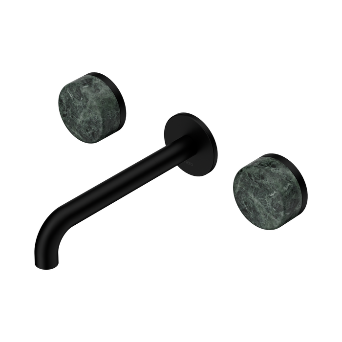 Nero Serenity Wall Basin Set 185mm Spout With Verde Alpi Handle - Matte Black