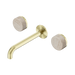 Nero Serenity Wall Basin Set 185mm Spout With Rome Travertine Handle - Brushed Gold