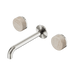 Nero Serenity Wall Basin Set 185mm Spout With Rome Travertine Handle - Brushed Nickel