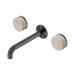 Nero Serenity Wall Basin Set 185mm Spout With Rome Travertine Handle - Gun Metal