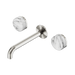 Nero Serenity Wall Basin Set 185mm Spout With Arabescato Corchia Handle - Brushed Nickel