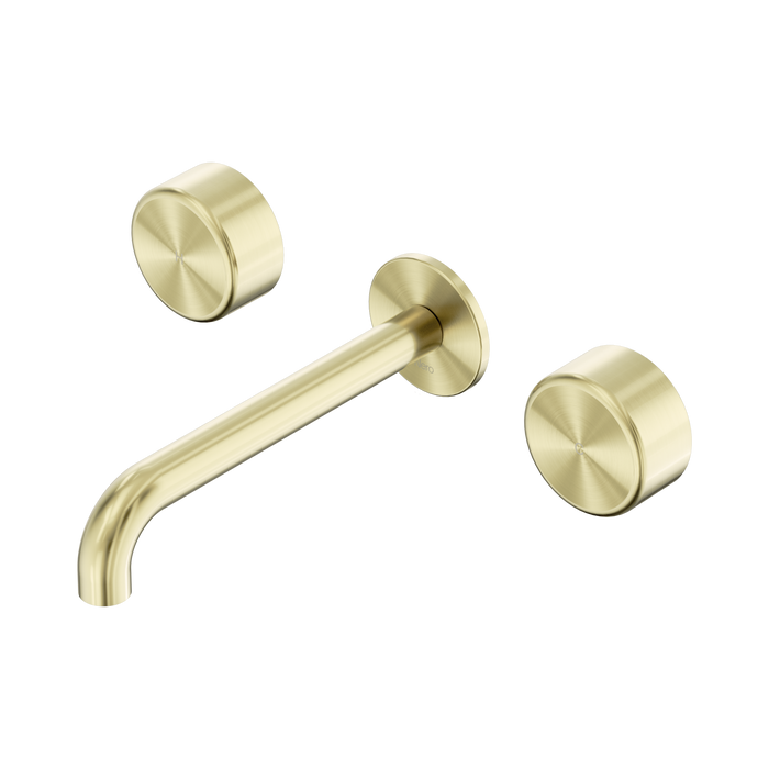 Nero Serenity Wall Basin Set 185mm Spout With Metal Handle - Brushed Gold
