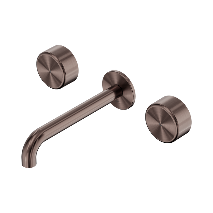 Nero Serenity Wall Basin Set 185mm Spout With Metal Handle - Brushed Bronze