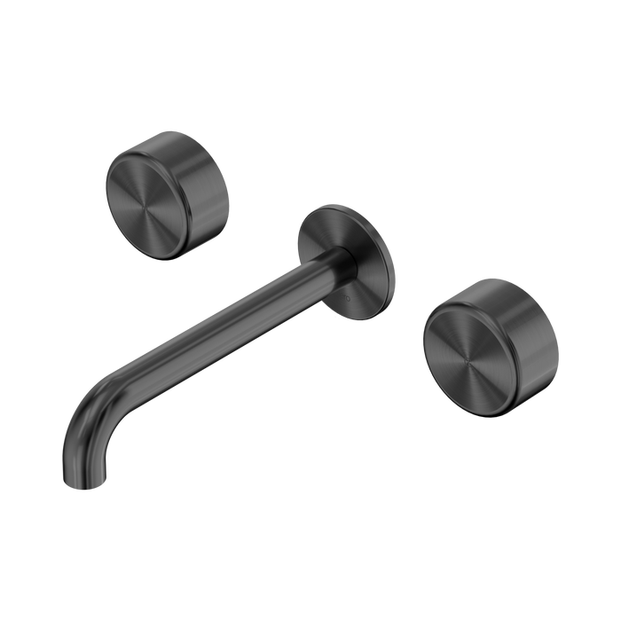 Nero Serenity Wall Basin Set 185mm Spout With Metal Handle - Gun Metal