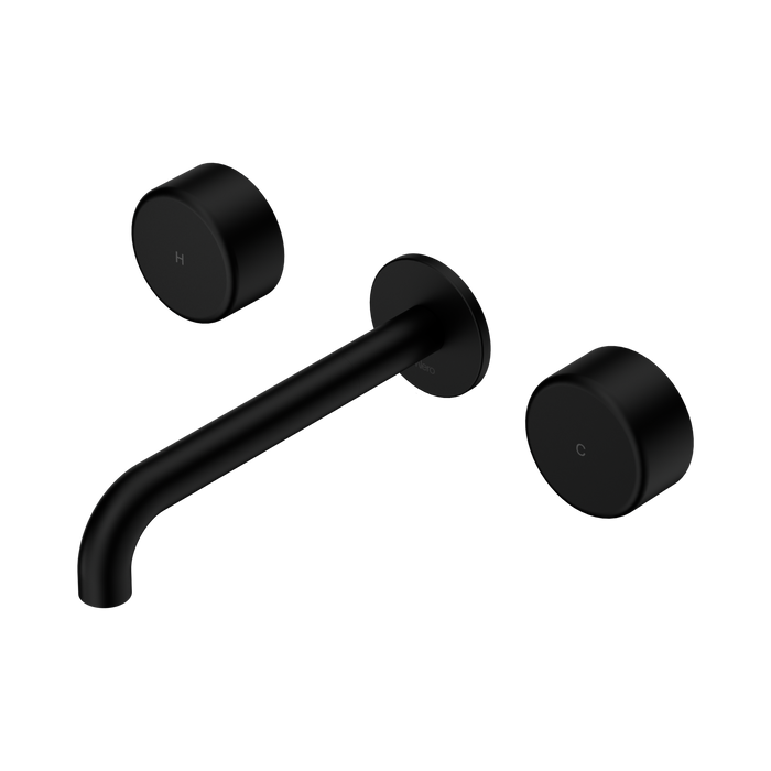 Nero Serenity Wall Basin Set 185mm Spout With Metal Handle - Matte Black