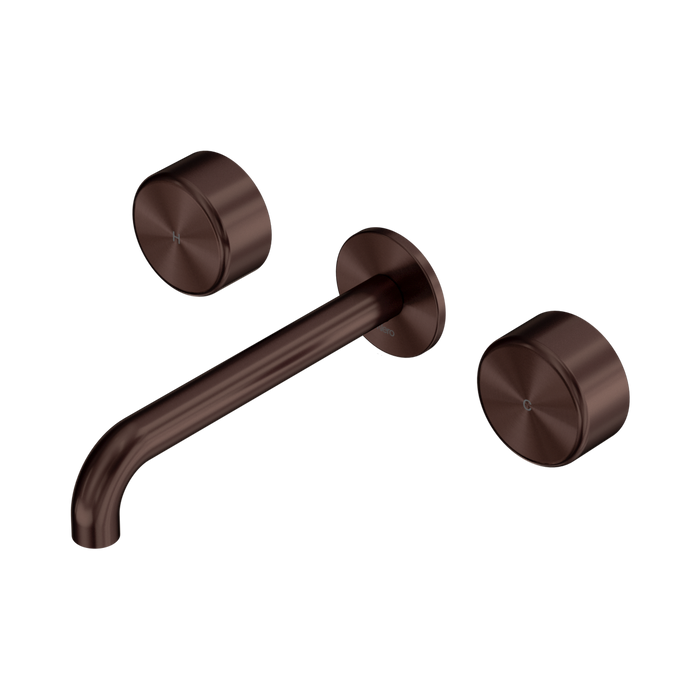 Nero Serenity Wall Basin Set 185mm Spout With Metal Handle - Rome Bronze