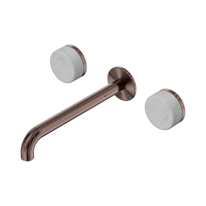 Nero Serenity Wall Basin Set 220mm Spout With Carrara Handle - Brushed Bronze
