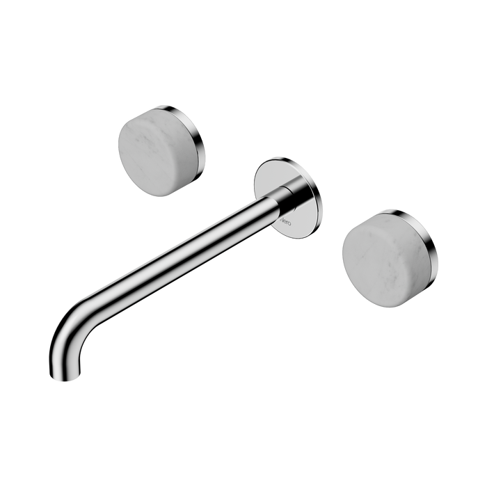 Nero Serenity Wall Basin Set 220mm Spout With Carrara Handle - Chrome