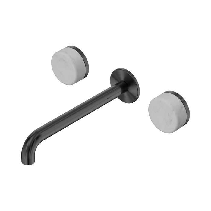 Nero Serenity Wall Basin Set 220mm Spout With Carrara Handle - Gun Metal