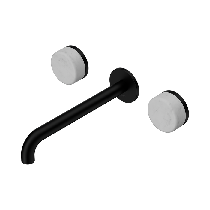 Nero Serenity Wall Basin Set 220mm Spout With Carrara Handle - Matte Black