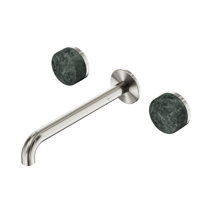 Nero Serenity Wall Basin Set 220mm Spout With Verde Alpi Handle - Brushed Nickel