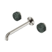 Nero Serenity Wall Basin Set 220mm Spout With Verde Alpi Handle - Brushed Nickel