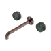 Nero Serenity Wall Basin Set 220mm Spout With Verde Alpi Handle - Brushed Bronze