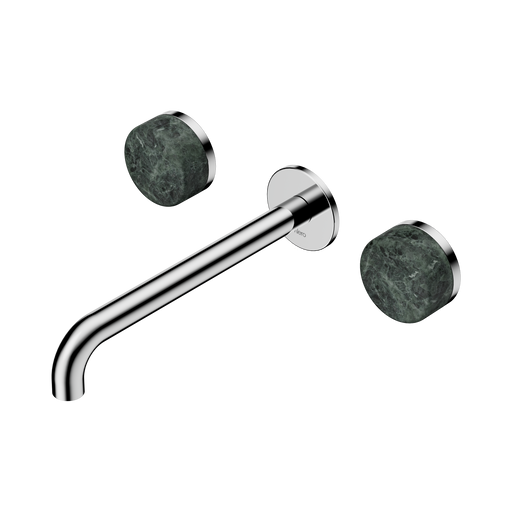 Nero Serenity Wall Basin Set 220mm Spout With Verde Alpi Handle - Chrome