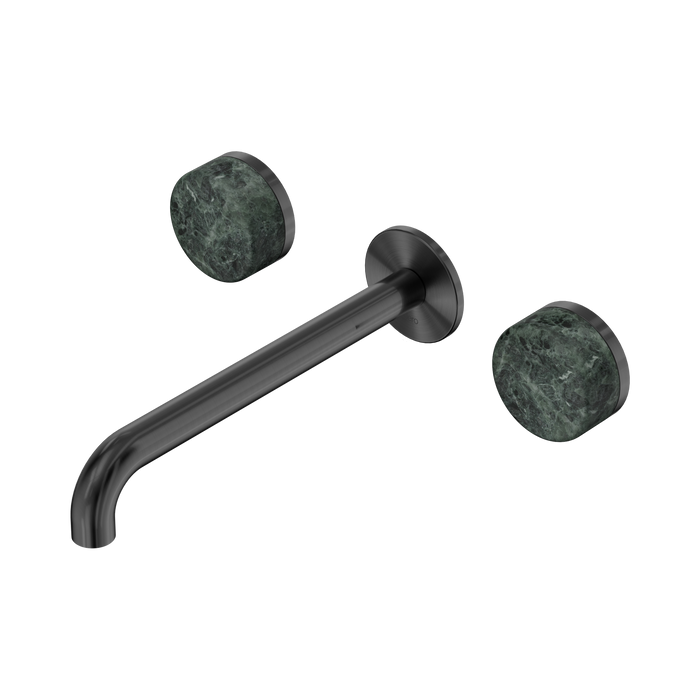 Nero Serenity Wall Basin Set 220mm Spout With Verde Alpi Handle - Gun Metal