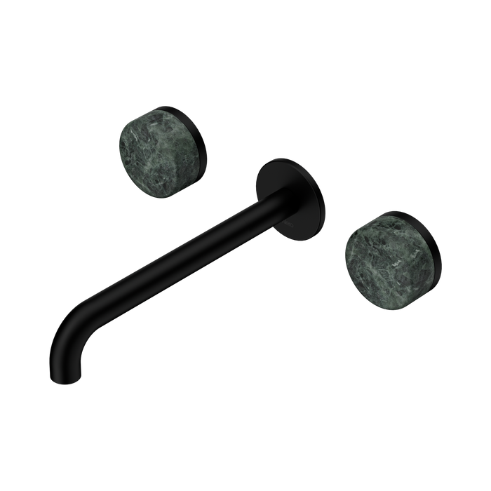 Nero Serenity Wall Basin Set 220mm Spout With Verde Alpi Handle - Matte Black