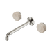 Nero Serenity Wall Basin Set 220mm Spout With Rome Travertine Handle - Brushed Nickel