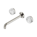 Nero Serenity Wall Basin Set 220mm Spout With Arabescato Corchia Handle - Brushed Nickel