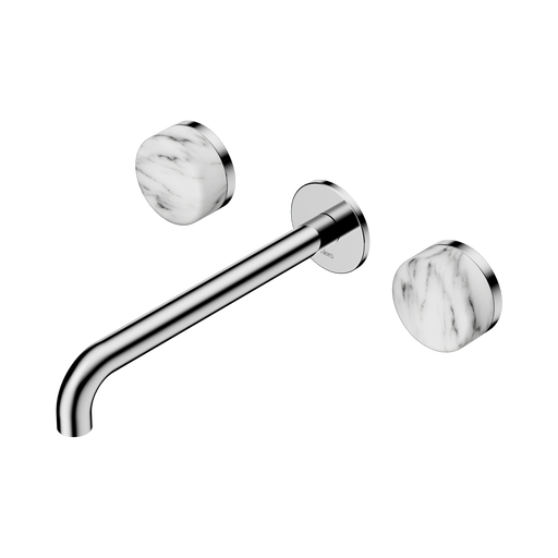 Nero Serenity Wall Basin Set 220mm Spout With Arabescato Corchia Handle - Chrome