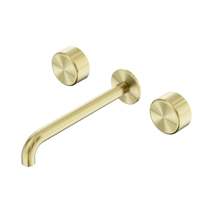 Nero Serenity Wall Basin Set 220mm Spout With Metal Handle - Brushed Gold