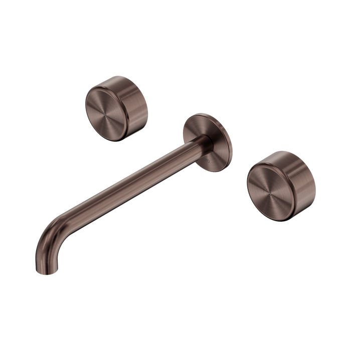 Nero Serenity Wall Basin Set 220mm Spout With Metal Handle - Brushed Bronze