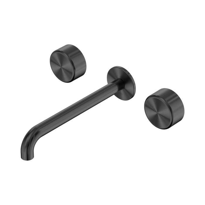 Nero Serenity Wall Basin Set 220mm Spout With Metal Handle - Gun Metal