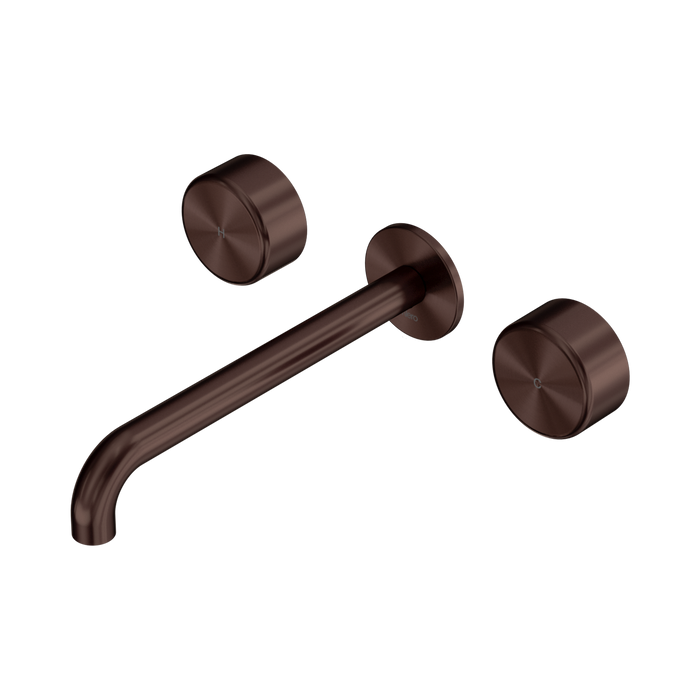 Nero Serenity Wall Basin Set 220mm Spout With Metal Handle - Rome Bronze