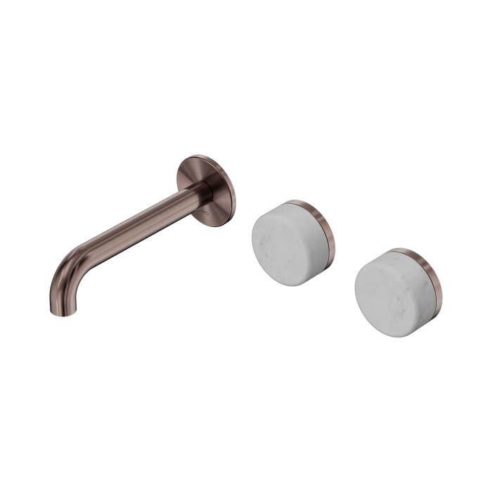 Nero Serenity Wall Basin Set 160mm Offset Spout With Carrara Handle - Brushed Bronze